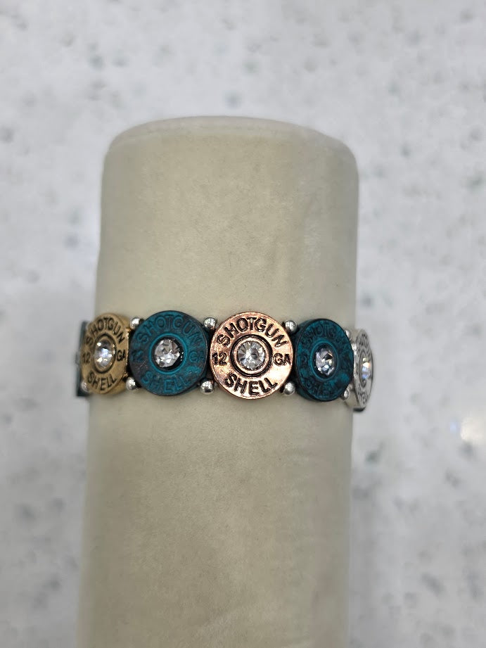 Locked & Loaded Shotgun Shell Tri-Tone Stretch Bracelet