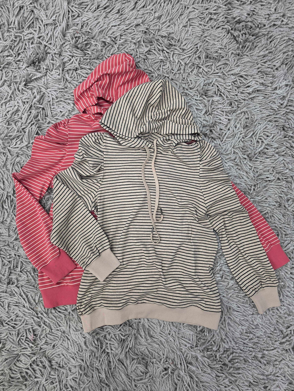 Sweet Stripe Puff Sleeve Hoodie