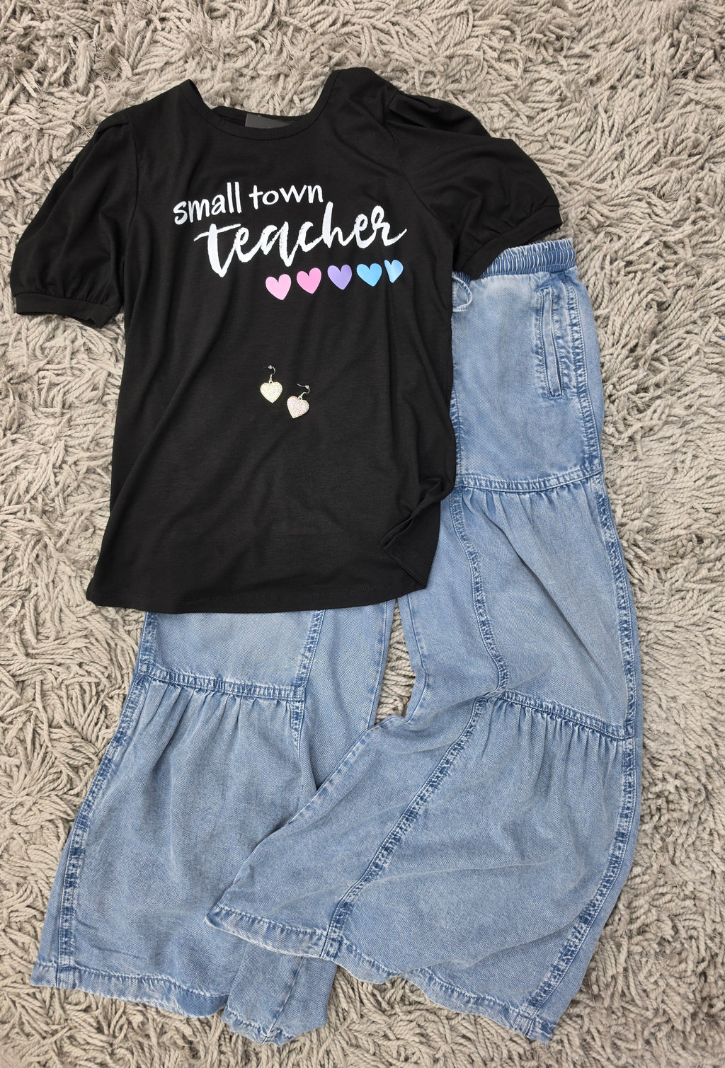 Small Town Teacher Puff Sleeve Tee