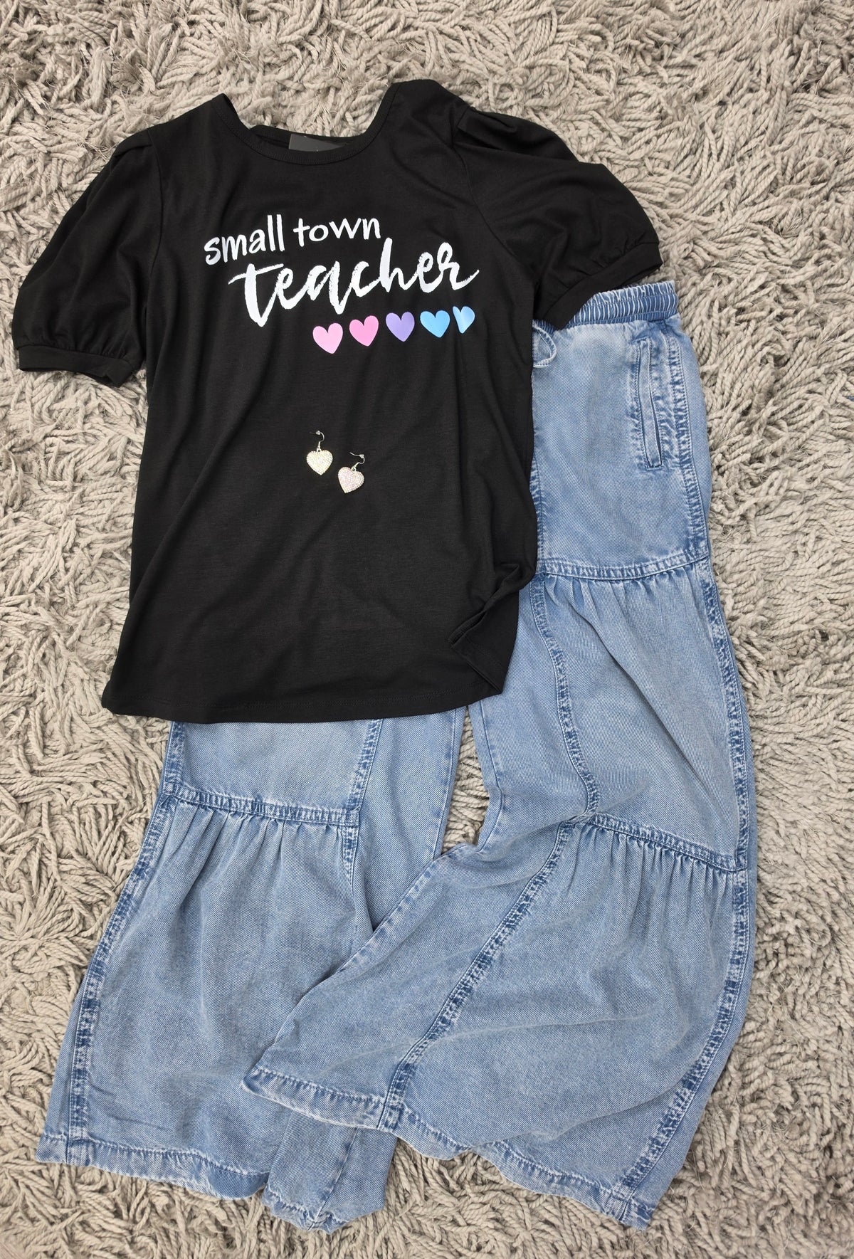 Small Town Teacher Puff Sleeve Tee